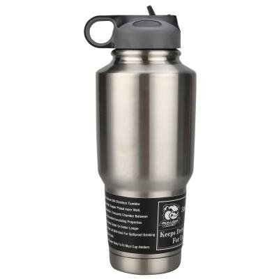 30oz 304 Stainless Tumbler Double Wall W/Screw On Flip Up Straw Lid Bulldog Winch