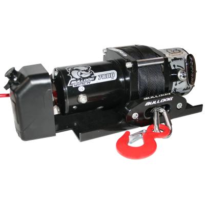 7,800 LB Trailer Winch 50 Foot Synthetic Rope Roller Fairlead Mount Plate Low Profile Bulldog Winch