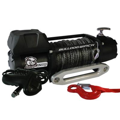 12,00 LB Winch 100 Ft Synthetic Rope 6.0hp Series Wound Motor Roller Fairlead Bulldog Winch