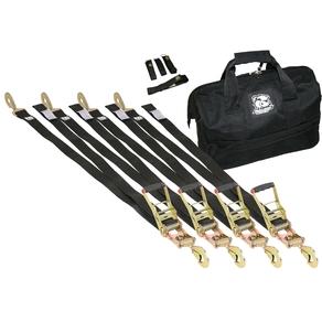 Ratcheting Tie-Down Strap 17 PC 10k Breaking Strength Kit Bulldog Winch