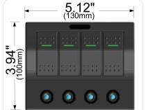 4-Switch Panel W/Lighted Breakers Black Bulldog Winch